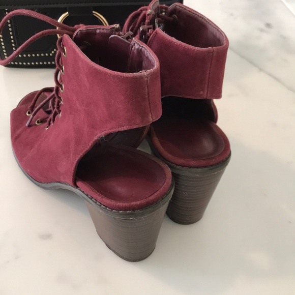 Lace-Up Open-Toe Suede Boots - Picture 3 of 6